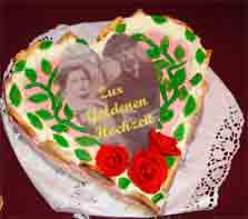 Zur Goldenen Hochzeit von Frau R. Golz kreiertes Tortenbild